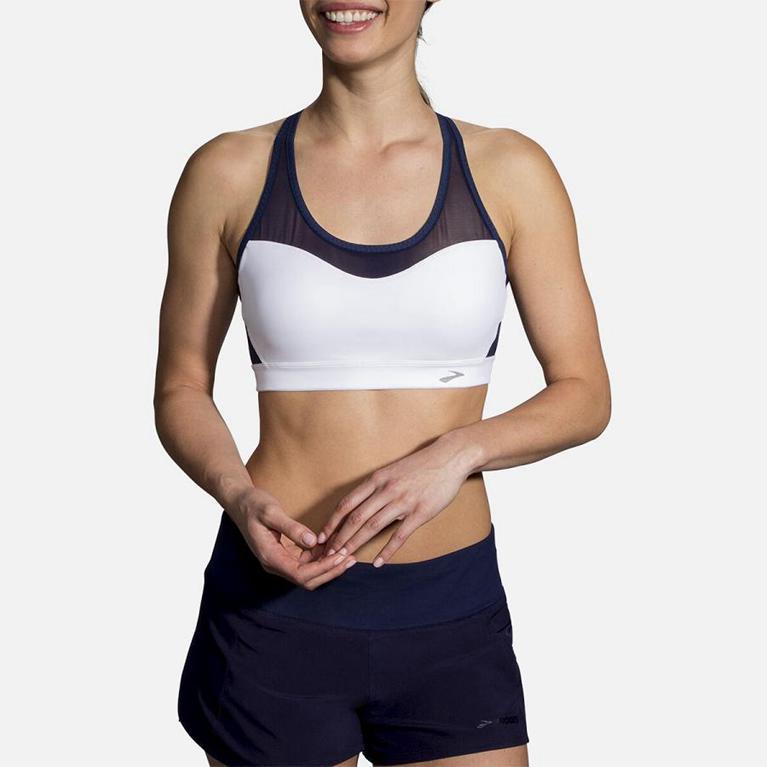 Brooks Women's FASTFORWARD CROSSBACK Sports Bras - White - Canada (EHIPS-6053)